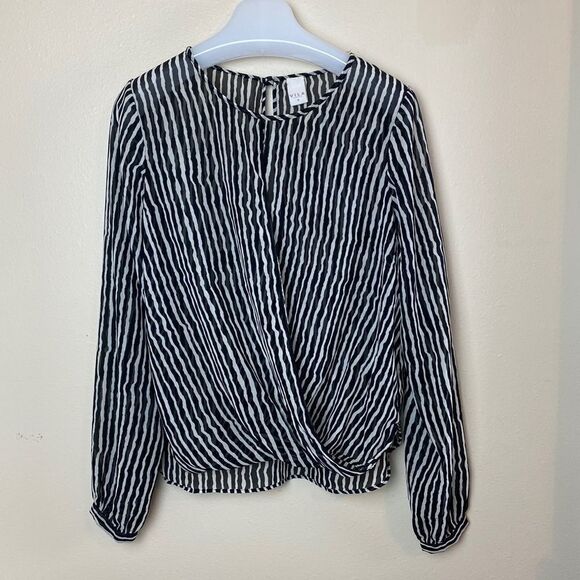 VILA ZEBRA PRINT CROSS FRONT SHEER BLOUSE SIZE M - Picture 1 of 3